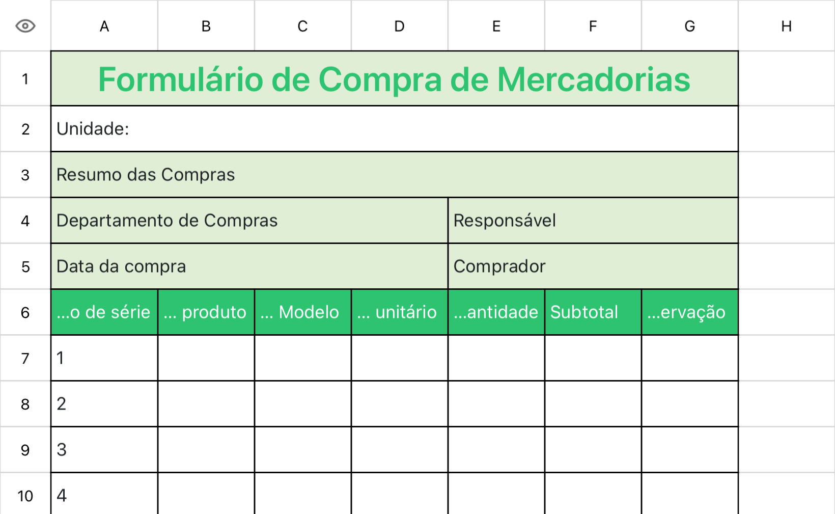 Lista de Compra de Produção